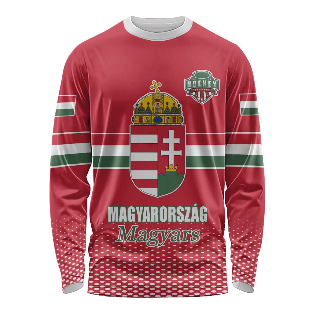 Custom Hungary Ice Hockey Long Sleeve Shirt Red Style Come on Magyars