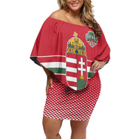 Custom Hungary Ice Hockey Off Shoulder Short Dress Red Style Come on Magyars