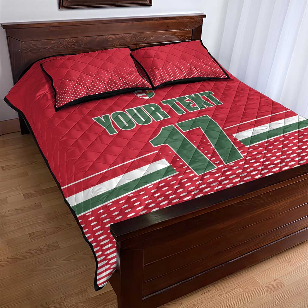 Custom Hungary Ice Hockey Quilt Bed Set Red Style Come on Magyars