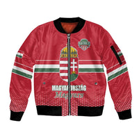 Custom Hungary Ice Hockey Sleeve Zip Bomber Jacket Red Style Come on Magyars