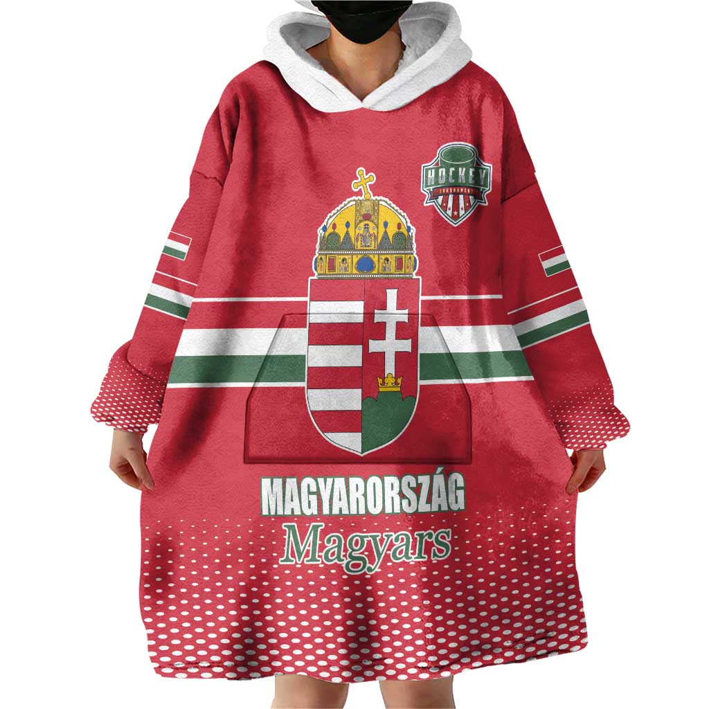 Custom Hungary Ice Hockey Wearable Blanket Hoodie Red Style Come on Magyars
