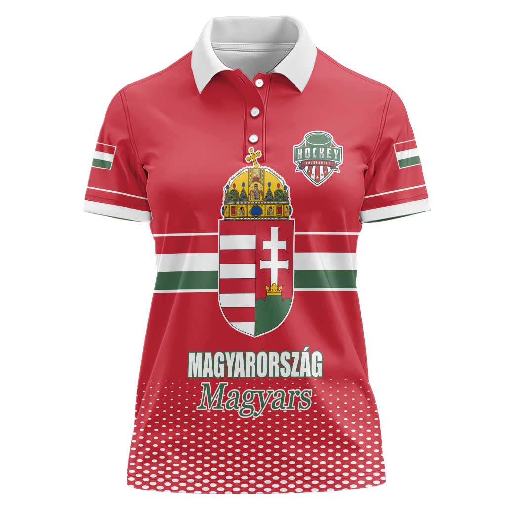 Custom Hungary Ice Hockey Women Polo Shirt Red Style Come on Magyars