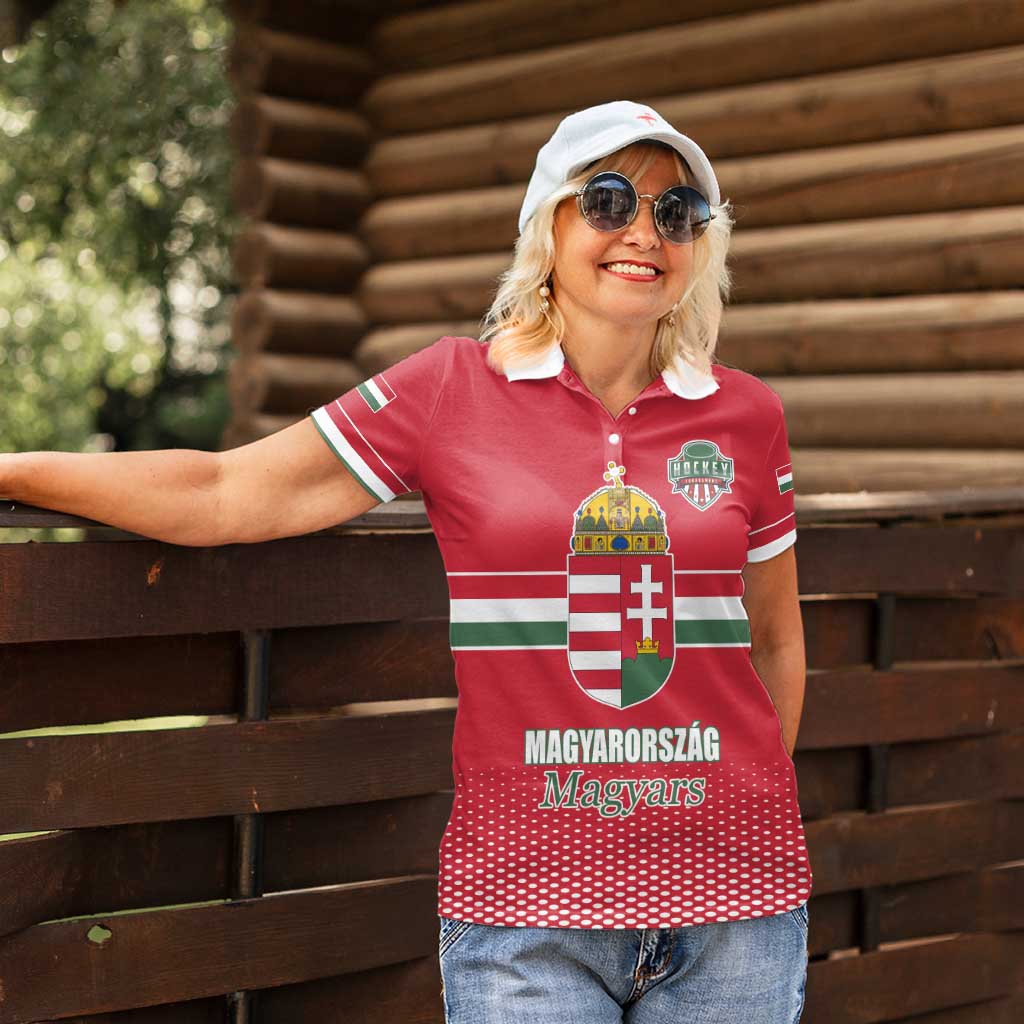 Custom Hungary Ice Hockey Women Polo Shirt Red Style Come on Magyars