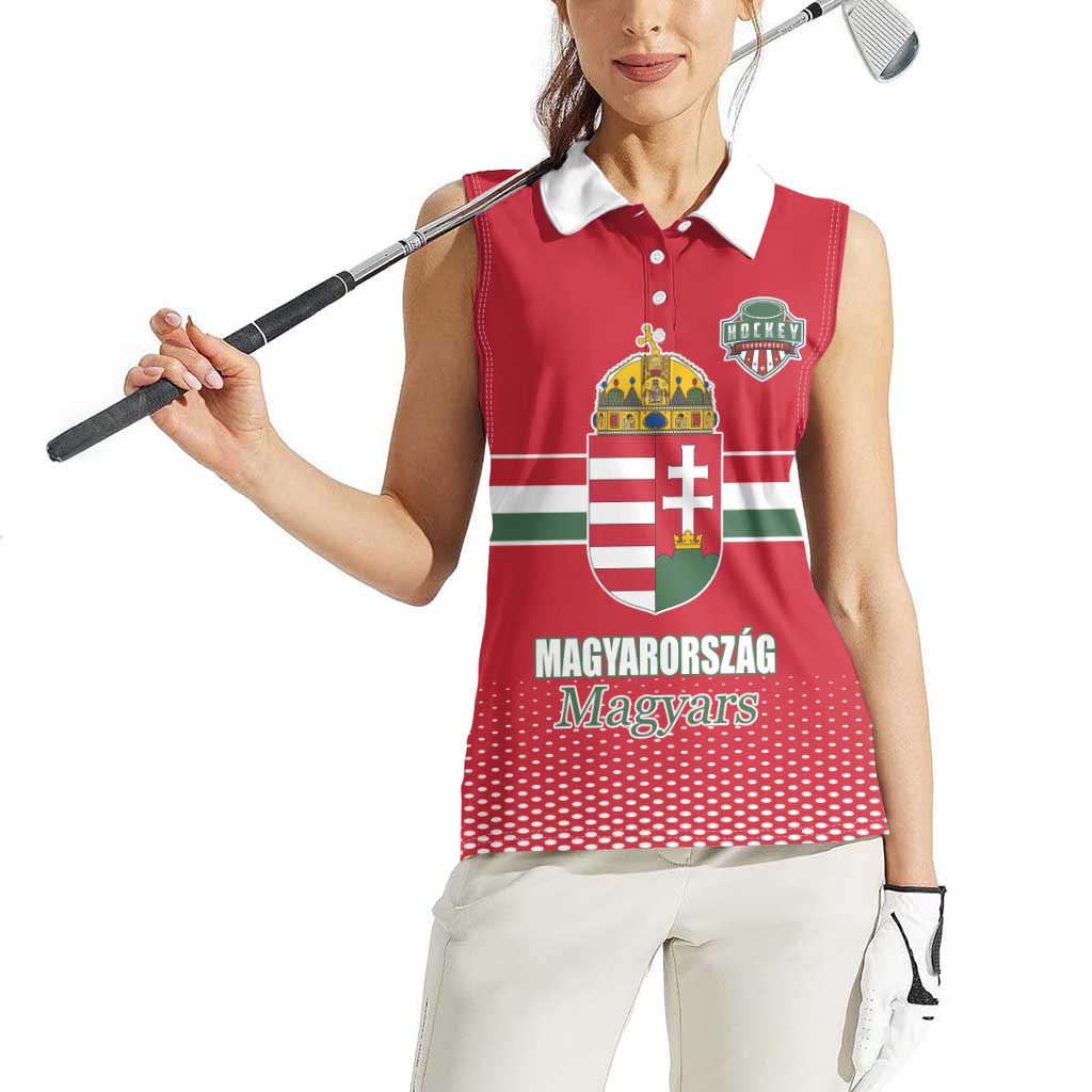 Custom Hungary Ice Hockey Women Sleeveless Polo Shirt Red Style Come on Magyars