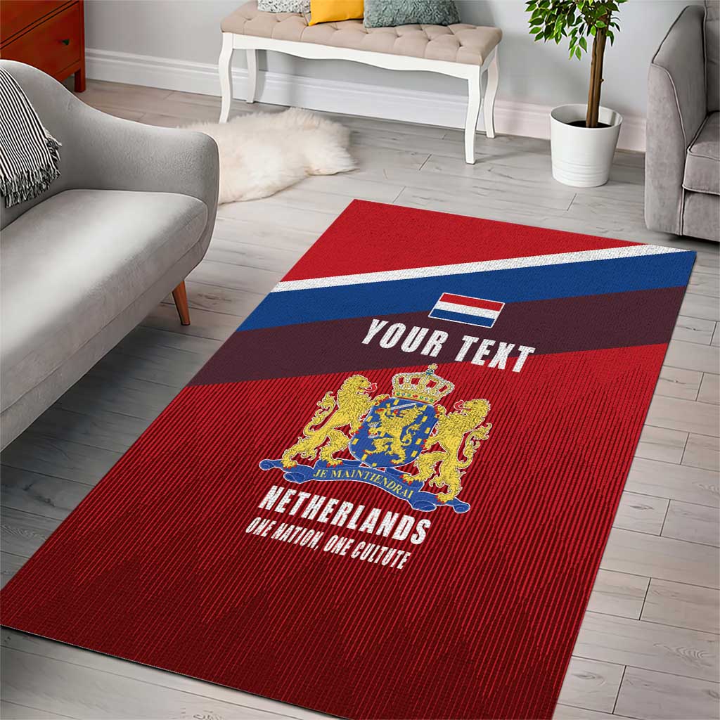 Personalized Netherlands Lion Area Rug Nederland Flag and Coat of Arms