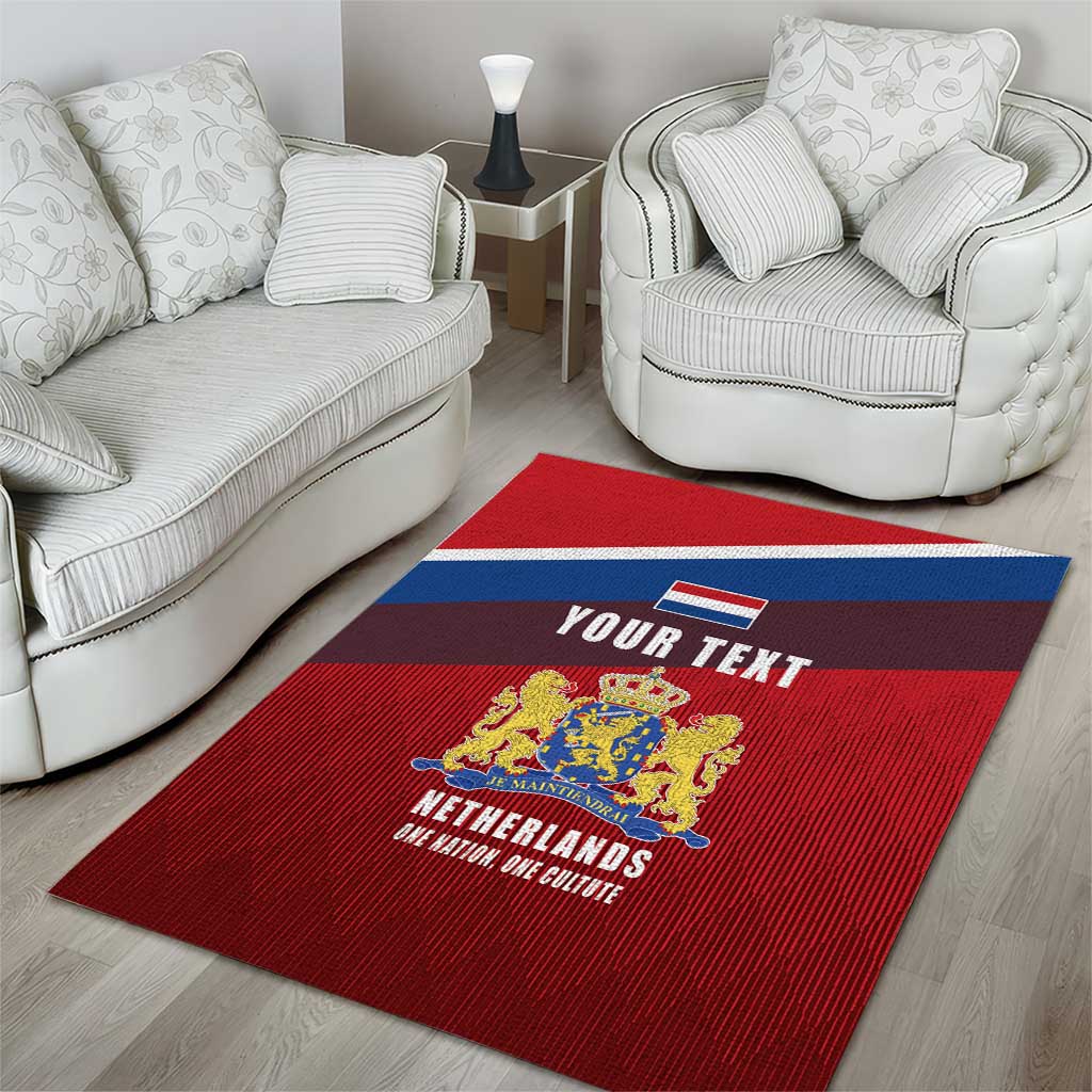 Personalized Netherlands Lion Area Rug Nederland Flag and Coat of Arms