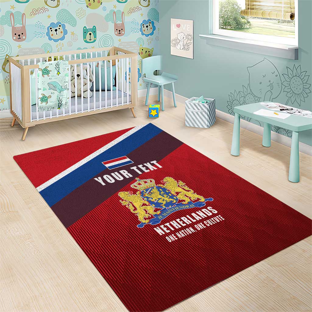 Personalized Netherlands Lion Area Rug Nederland Flag and Coat of Arms
