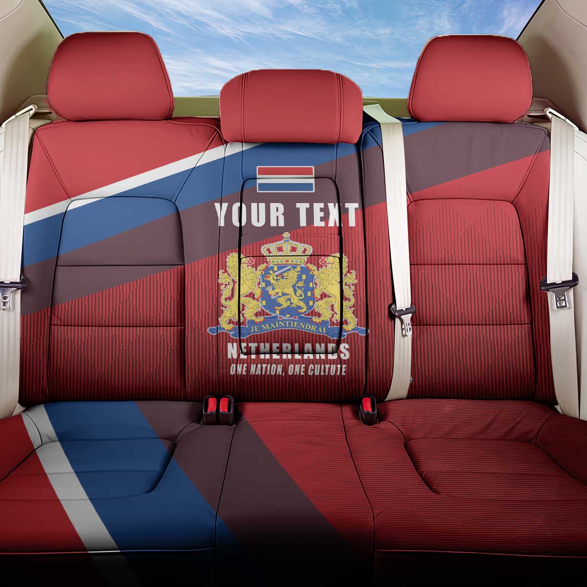 Personalized Netherlands Lion Back Car Seat Cover Nederland Flag and Coat of Arms