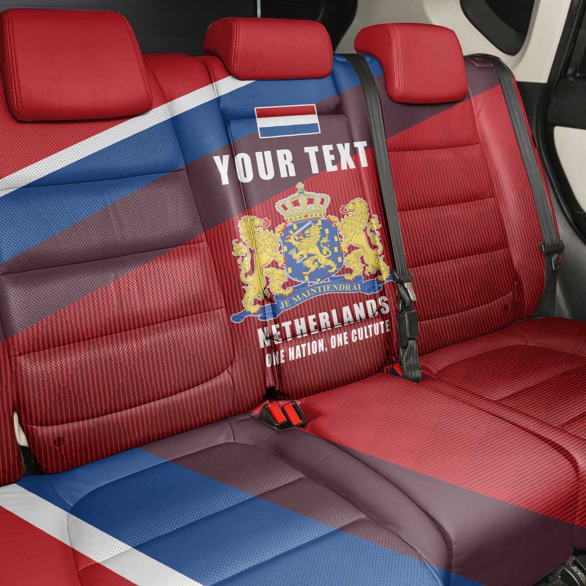 Personalized Netherlands Lion Back Car Seat Cover Nederland Flag and Coat of Arms