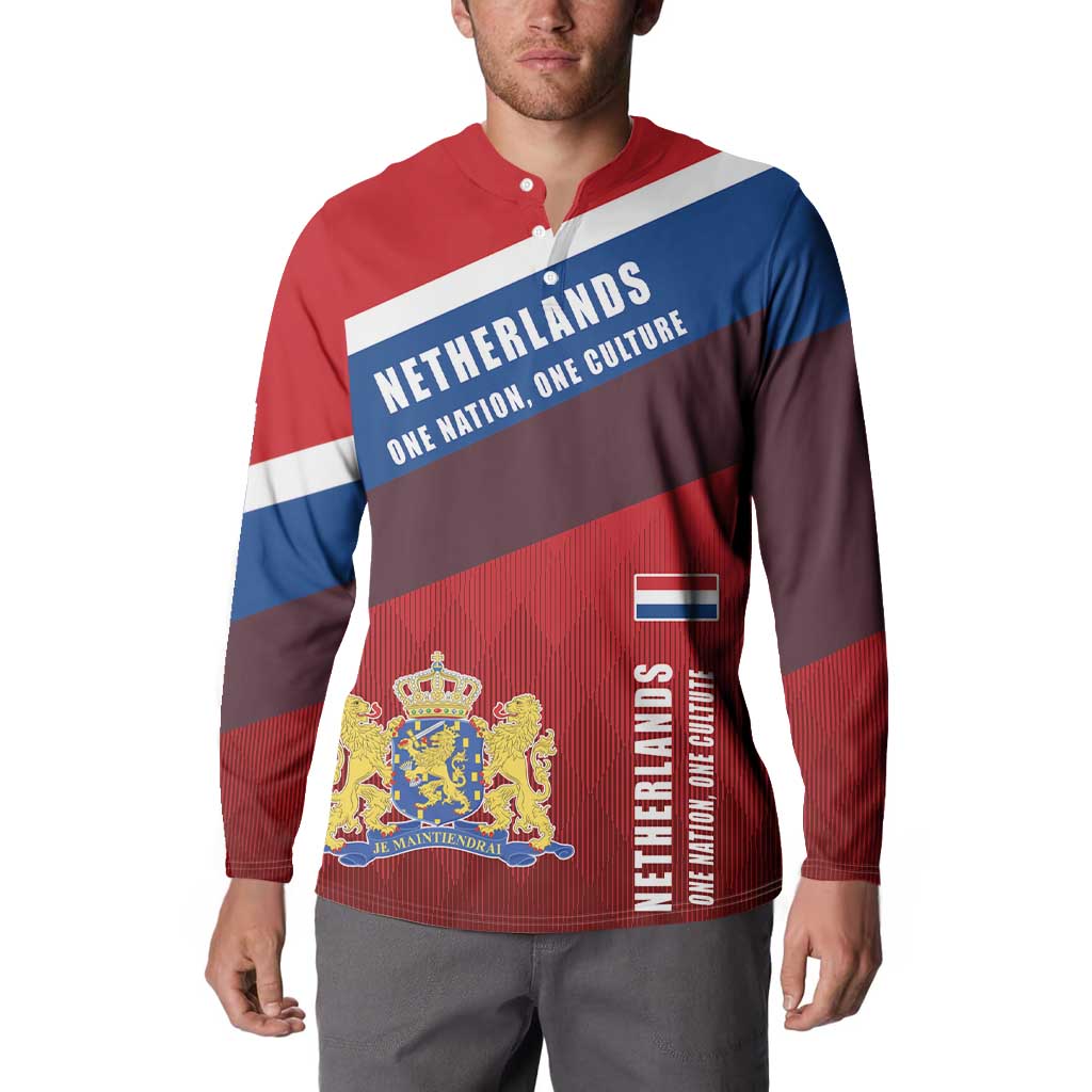 Personalized Netherlands Lion Button Sweatshirt Nederland Flag and Coat of Arms