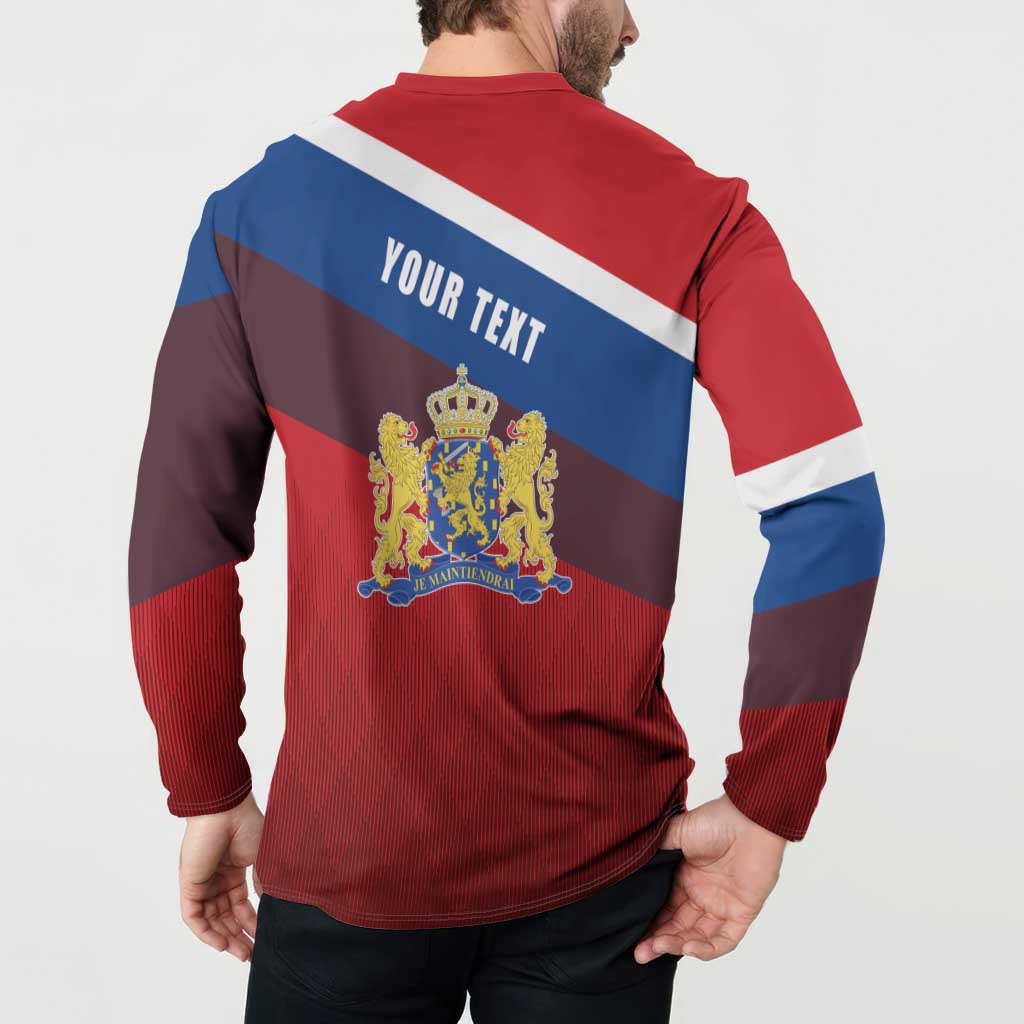 Personalized Netherlands Lion Button Sweatshirt Nederland Flag and Coat of Arms