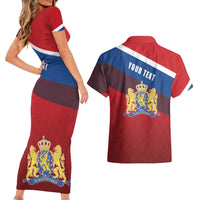 Personalized Netherlands Lion Couples Matching Short Sleeve Bodycon Dress and Hawaiian Shirt Nederland Flag and Coat of Arms