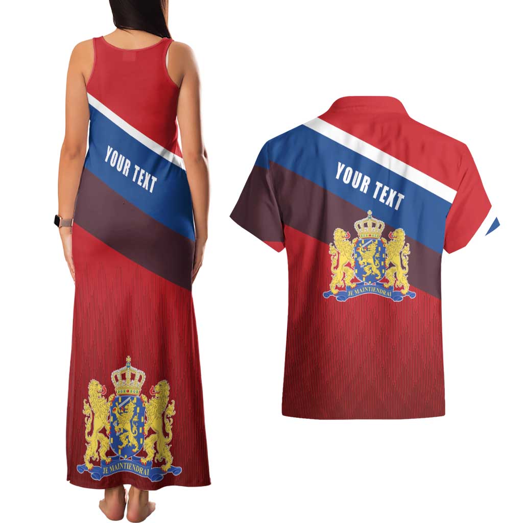 Personalized Netherlands Lion Couples Matching Tank Maxi Dress and Hawaiian Shirt Nederland Flag and Coat of Arms