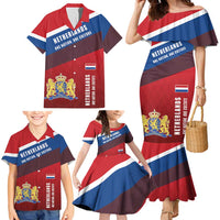 Personalized Netherlands Lion Family Matching Mermaid Dress and Hawaiian Shirt Nederland Flag and Coat of Arms