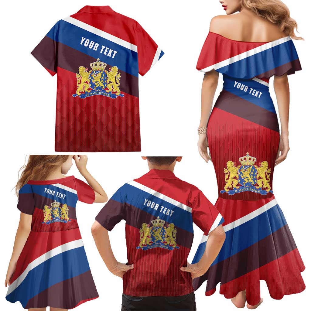 Personalized Netherlands Lion Family Matching Mermaid Dress and Hawaiian Shirt Nederland Flag and Coat of Arms
