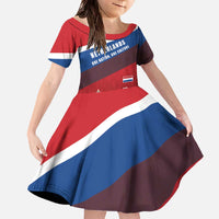 Personalized Netherlands Lion Family Matching Off The Shoulder Long Sleeve Dress and Hawaiian Shirt Nederland Flag and Coat of Arms