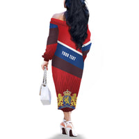 Personalized Netherlands Lion Family Matching Off The Shoulder Long Sleeve Dress and Hawaiian Shirt Nederland Flag and Coat of Arms