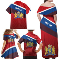 Personalized Netherlands Lion Family Matching Off Shoulder Maxi Dress and Hawaiian Shirt Nederland Flag and Coat of Arms