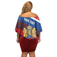 Personalized Netherlands Lion Family Matching Off Shoulder Short Dress and Hawaiian Shirt Nederland Flag and Coat of Arms