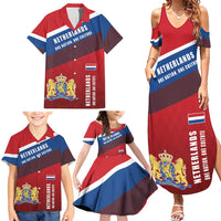 Personalized Netherlands Lion Family Matching Summer Maxi Dress and Hawaiian Shirt Nederland Flag and Coat of Arms