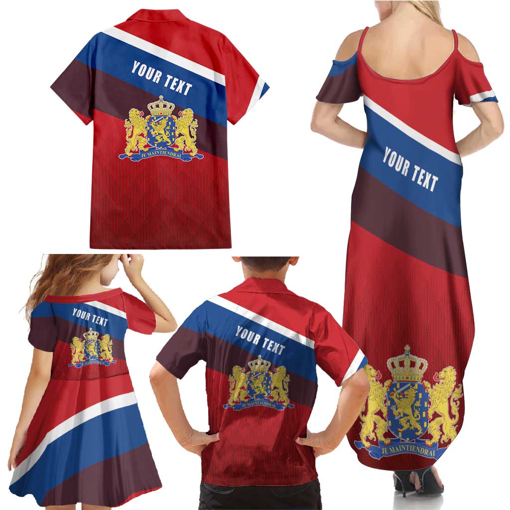 Personalized Netherlands Lion Family Matching Summer Maxi Dress and Hawaiian Shirt Nederland Flag and Coat of Arms