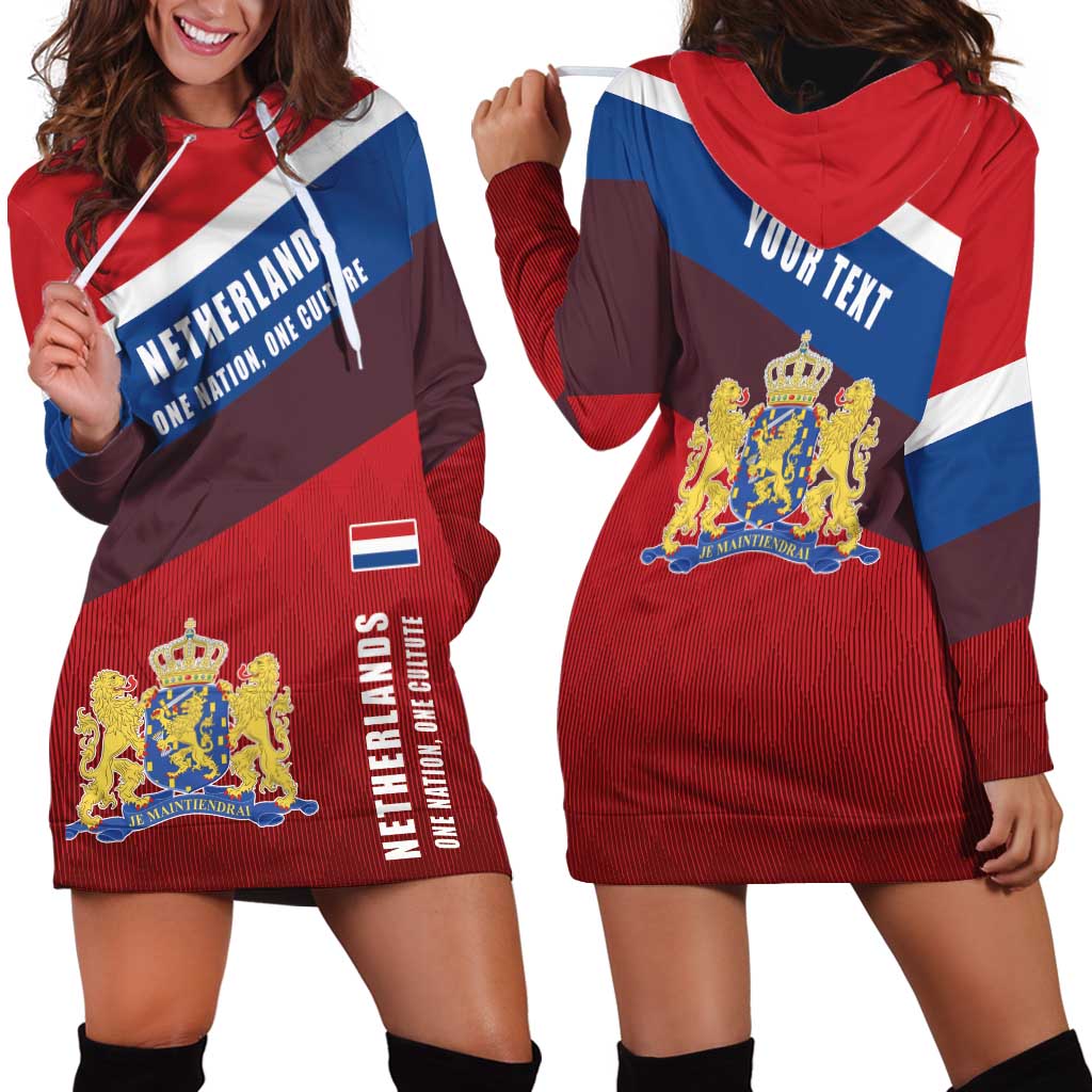Personalized Netherlands Lion Hoodie Dress Nederland Flag and Coat of Arms