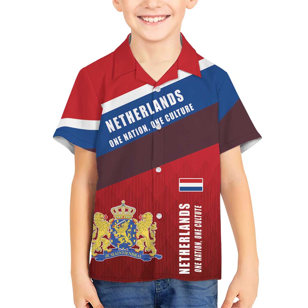 Personalized Netherlands Lion Kid Hawaiian Shirt Nederland Flag and Coat of Arms