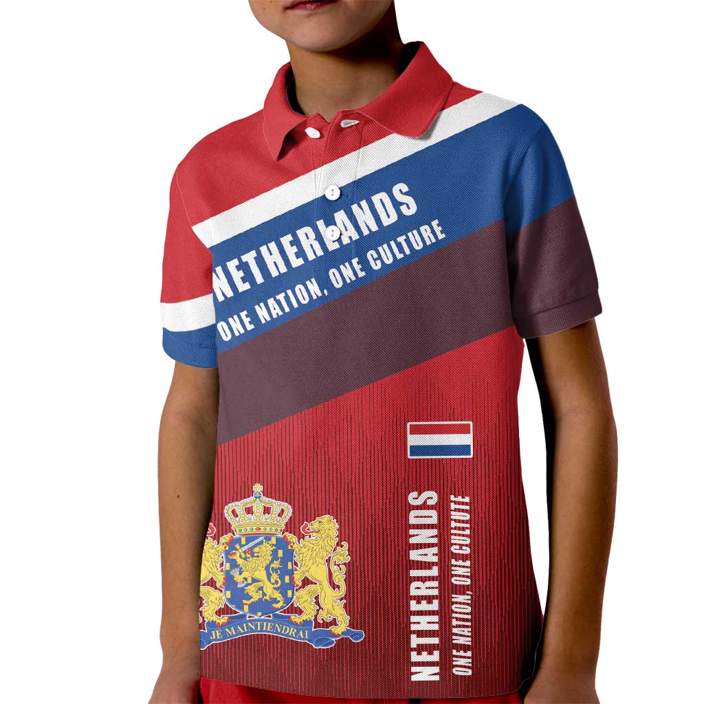 Personalized Netherlands Lion Kid Polo Shirt Nederland Flag and Coat of Arms