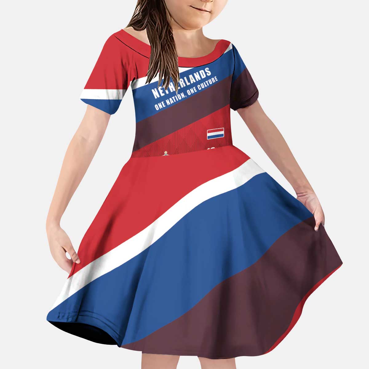 Personalized Netherlands Lion Kid Short Sleeve Dress Nederland Flag and Coat of Arms