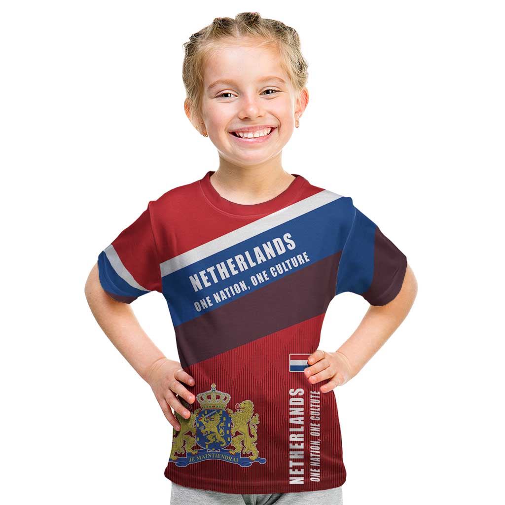 Personalized Netherlands Lion Kid T Shirt Nederland Flag and Coat of Arms