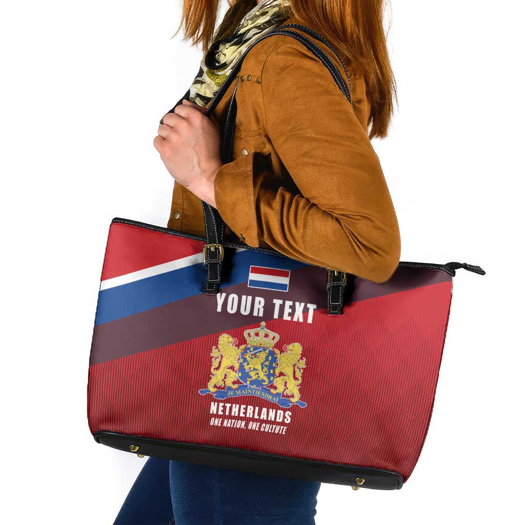 Personalized Netherlands Lion Leather Tote Bag Nederland Flag and Coat of Arms