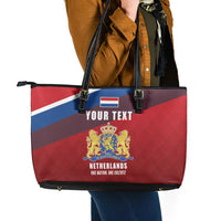 Personalized Netherlands Lion Leather Tote Bag Nederland Flag and Coat of Arms