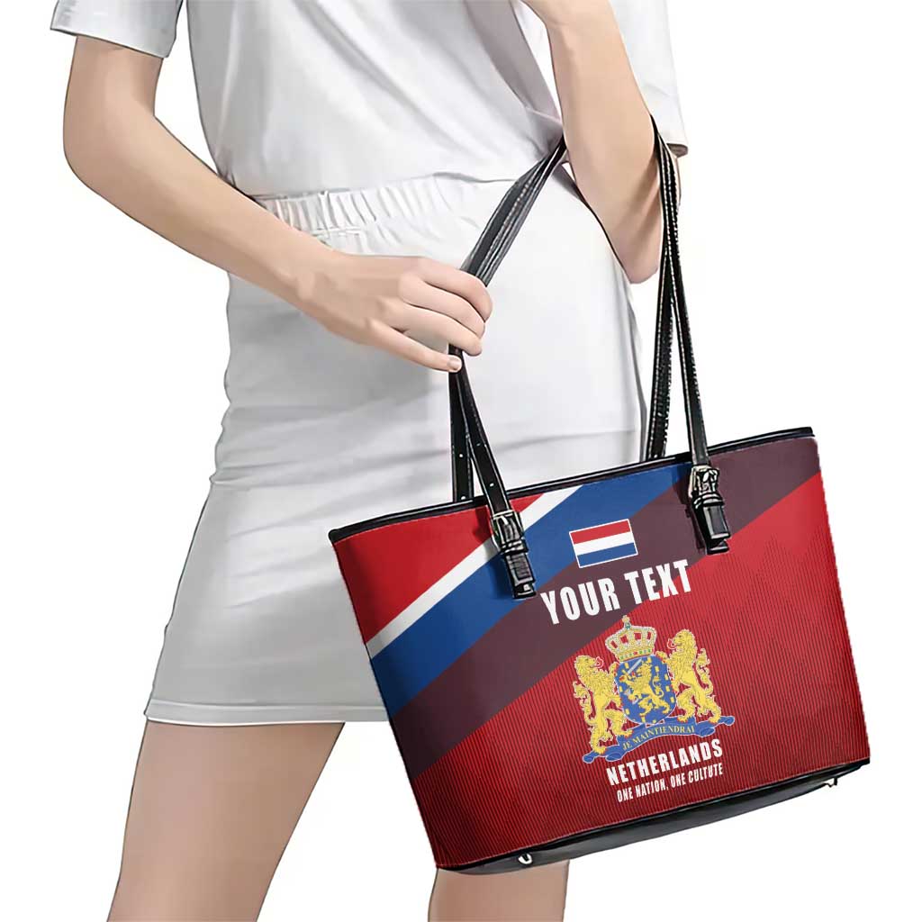 Personalized Netherlands Lion Leather Tote Bag Nederland Flag and Coat of Arms