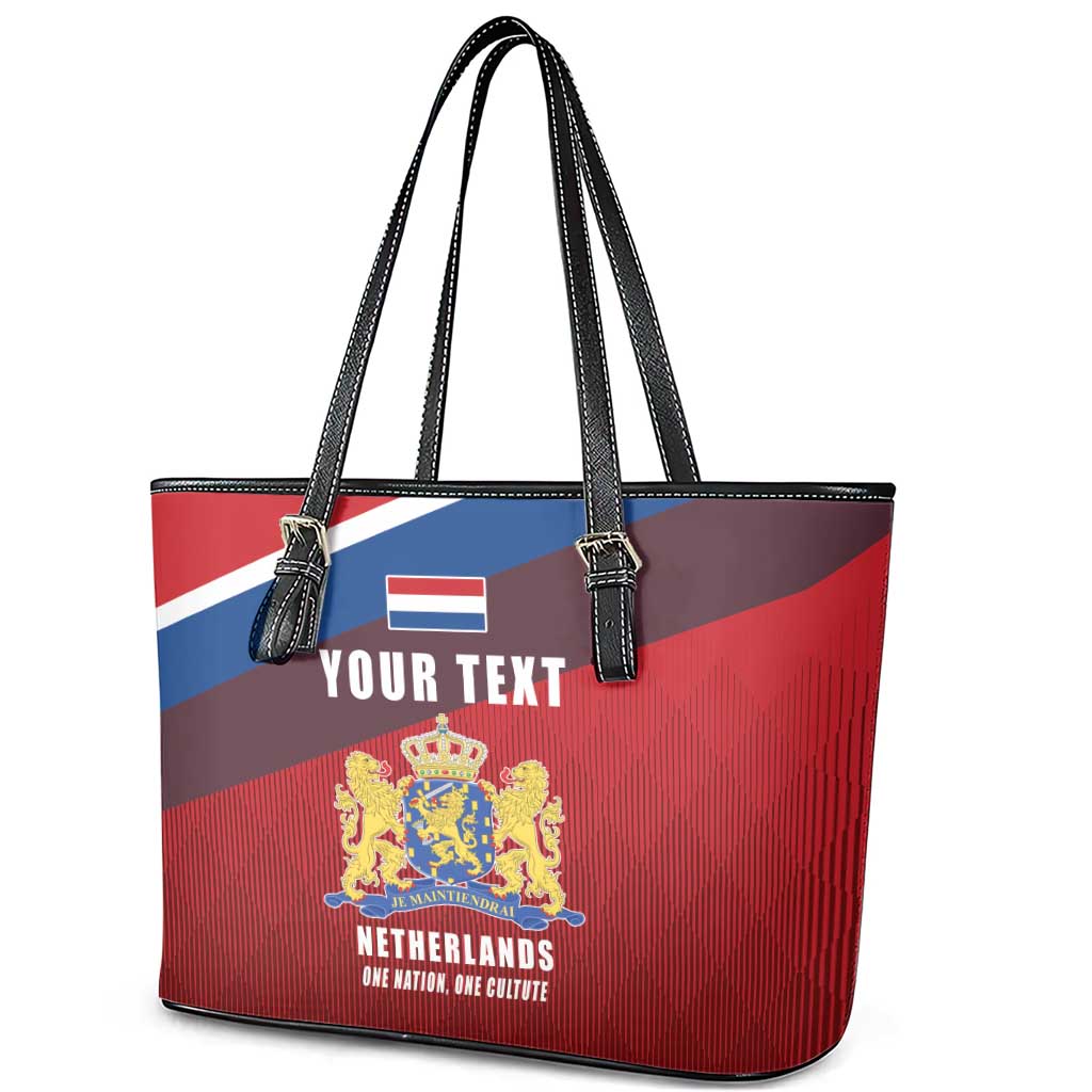 Personalized Netherlands Lion Leather Tote Bag Nederland Flag and Coat of Arms