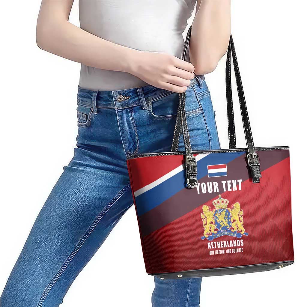 Personalized Netherlands Lion Leather Tote Bag Nederland Flag and Coat of Arms