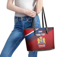Personalized Netherlands Lion Leather Tote Bag Nederland Flag and Coat of Arms