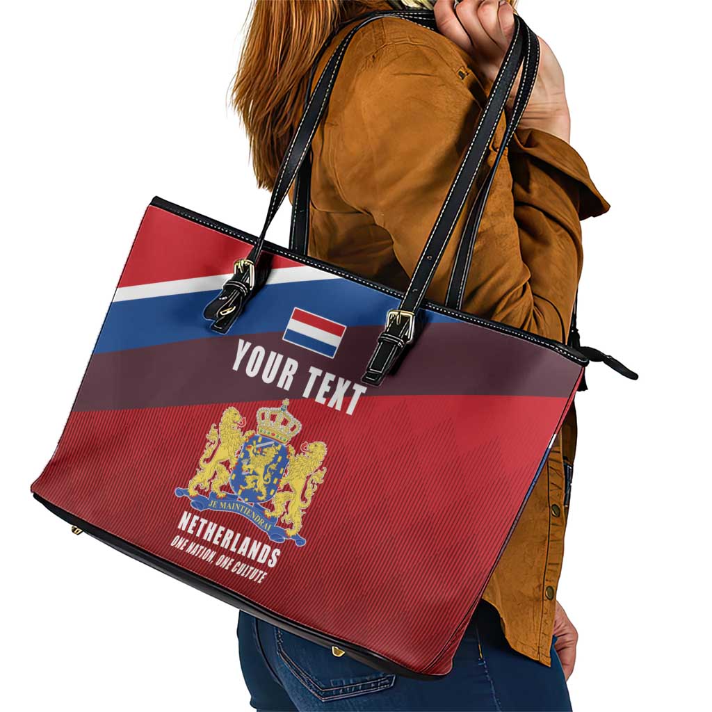 Personalized Netherlands Lion Leather Tote Bag Nederland Flag and Coat of Arms