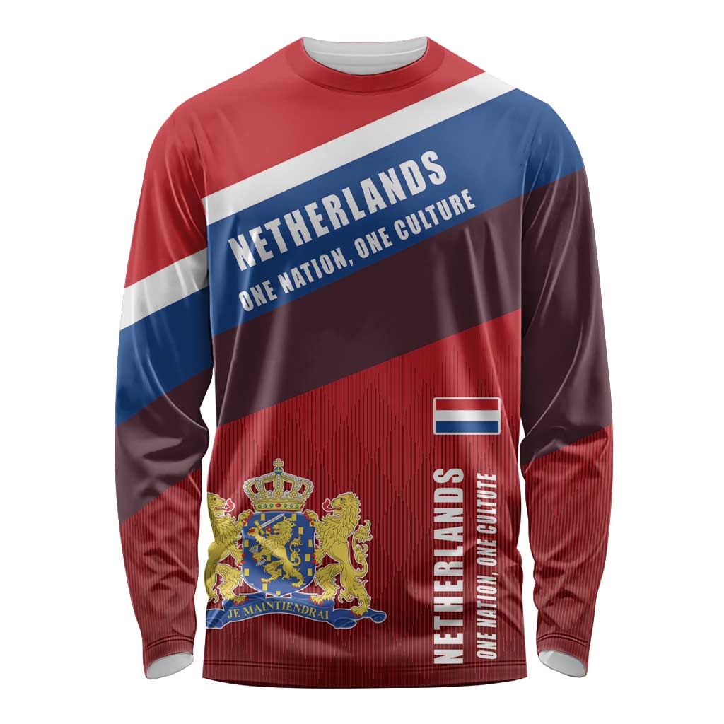 Personalized Netherlands Lion Long Sleeve Shirt Nederland Flag and Coat of Arms
