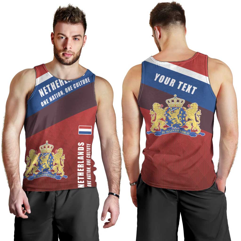 Personalized Netherlands Lion Men Tank Top Nederland Flag and Coat of Arms
