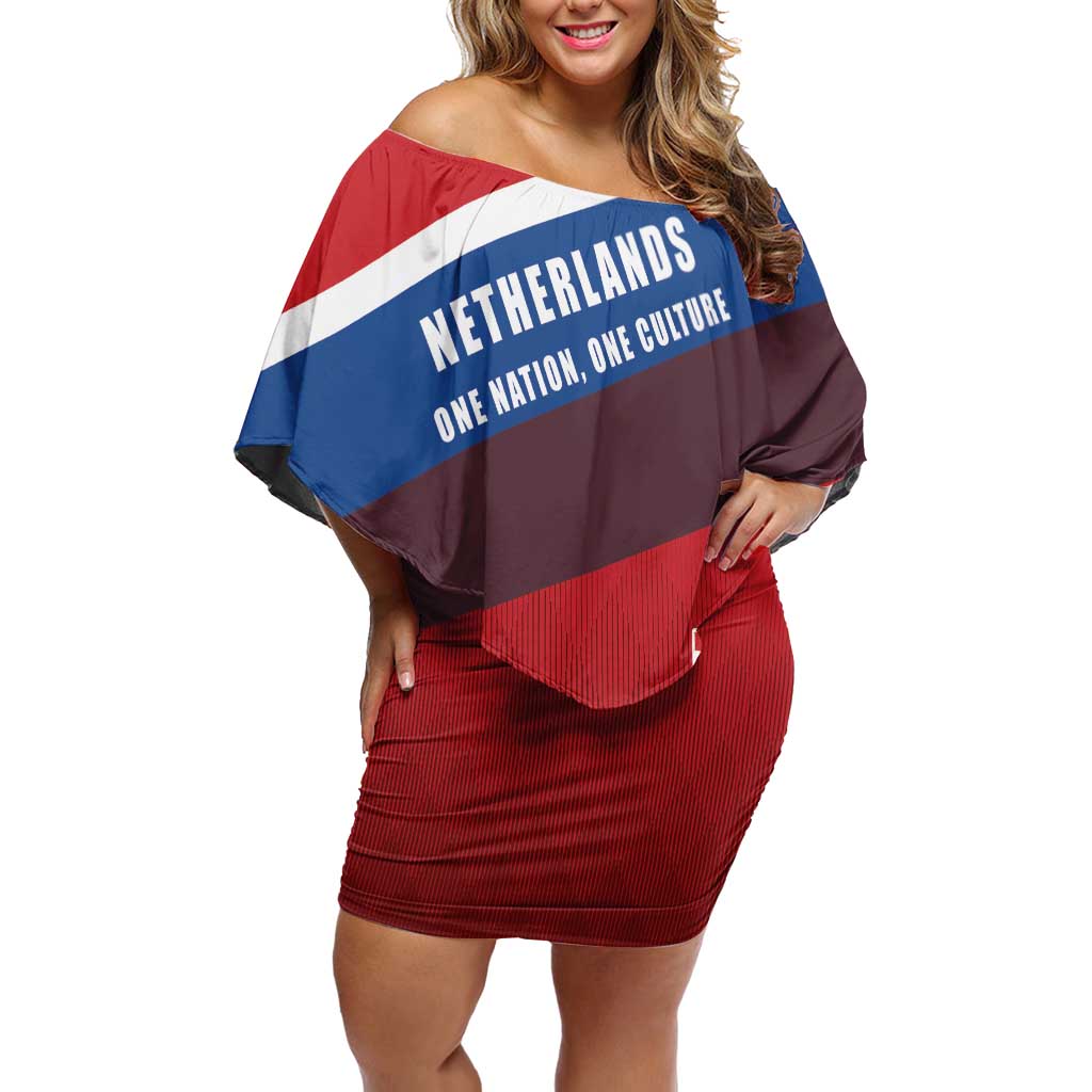 Personalized Netherlands Lion Off Shoulder Short Dress Nederland Flag and Coat of Arms