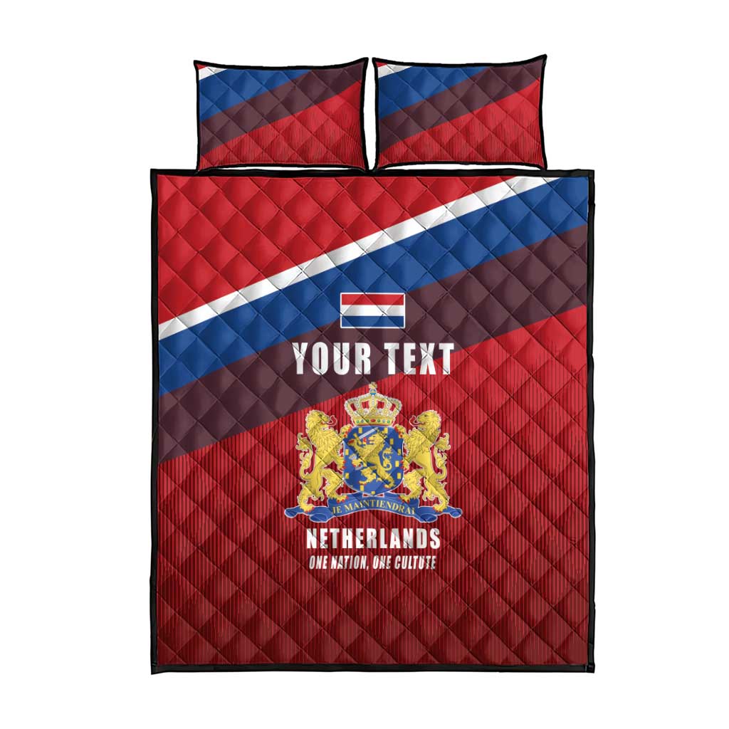 Personalized Netherlands Lion Quilt Bed Set Nederland Flag and Coat of Arms