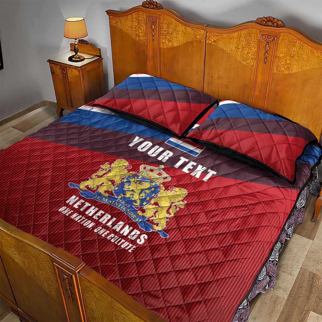 Personalized Netherlands Lion Quilt Bed Set Nederland Flag and Coat of Arms