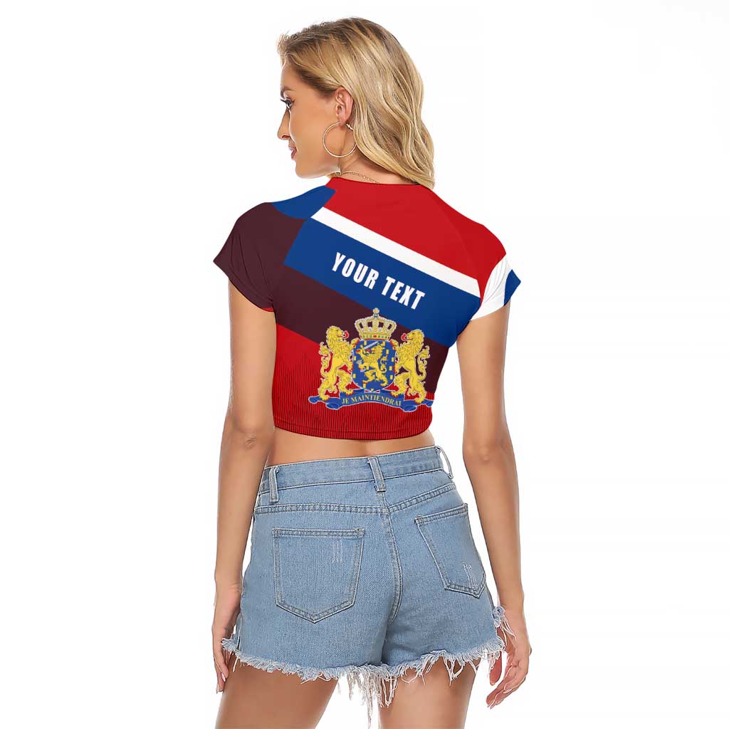 Personalized Netherlands Lion Raglan Cropped T Shirt Nederland Flag and Coat of Arms