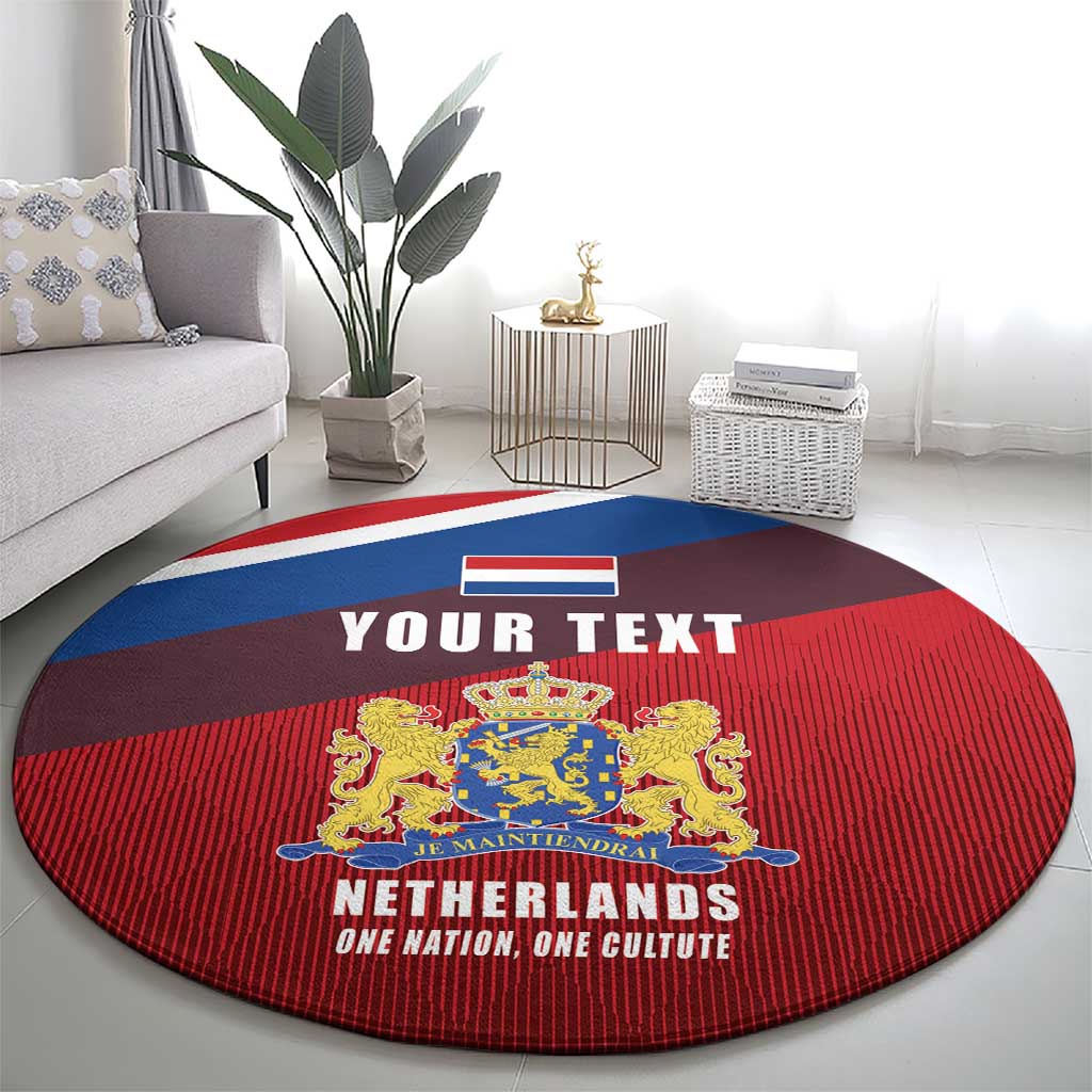 Personalized Netherlands Lion Round Carpet Nederland Flag and Coat of Arms