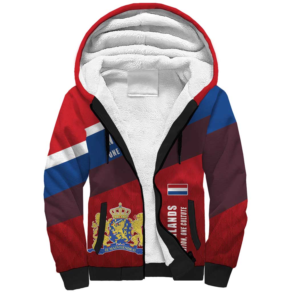 Personalized Netherlands Lion Sherpa Hoodie Nederland Flag and Coat of Arms