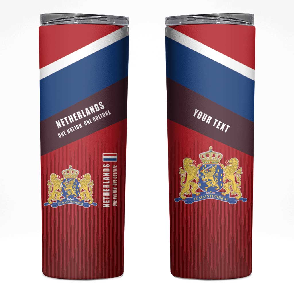 Personalized Netherlands Lion Skinny Tumbler Nederland Flag and Coat of Arms