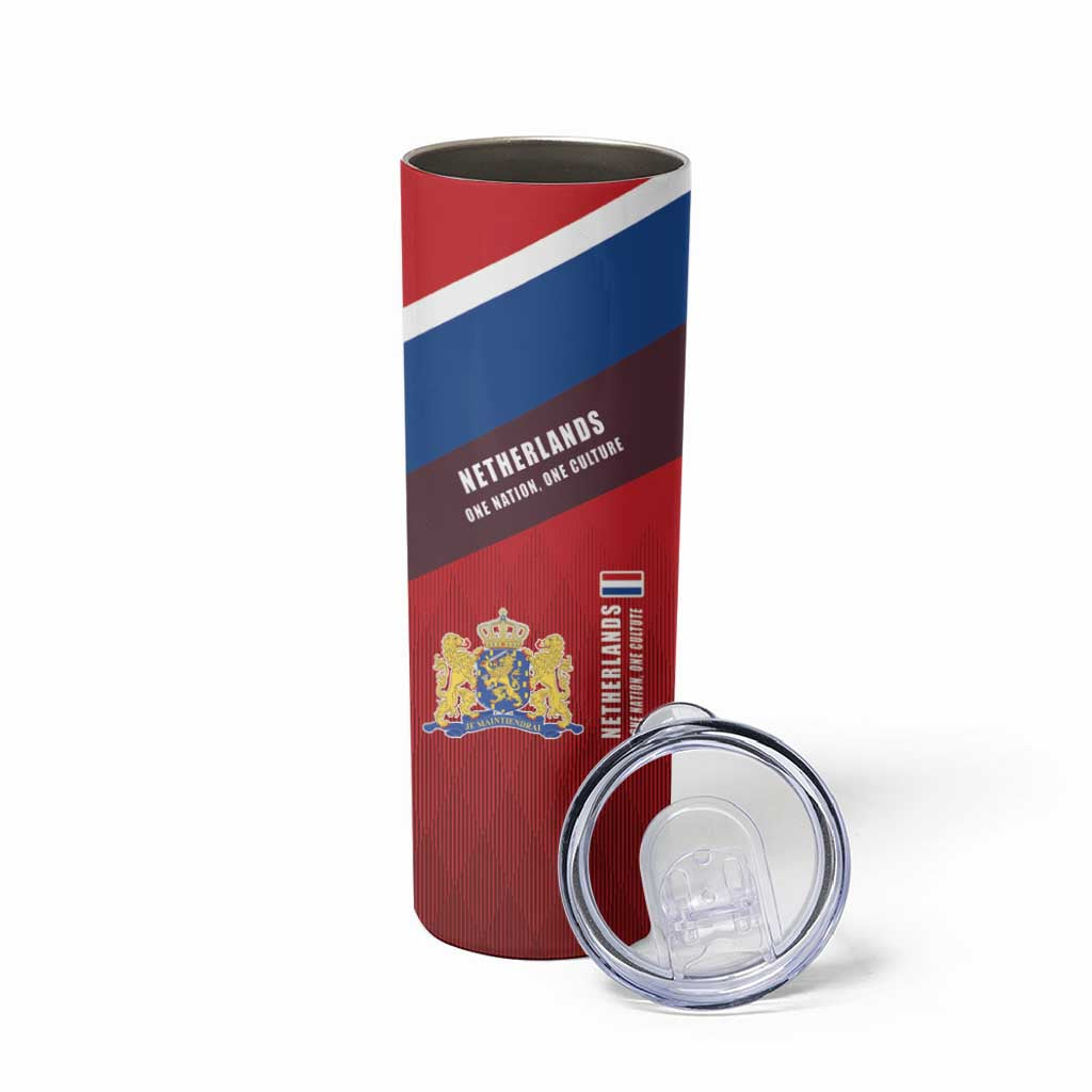 Personalized Netherlands Lion Skinny Tumbler Nederland Flag and Coat of Arms
