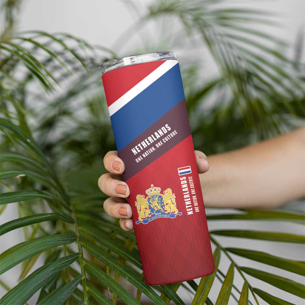 Personalized Netherlands Lion Skinny Tumbler Nederland Flag and Coat of Arms