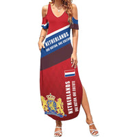 Personalized Netherlands Lion Summer Maxi Dress Nederland Flag and Coat of Arms