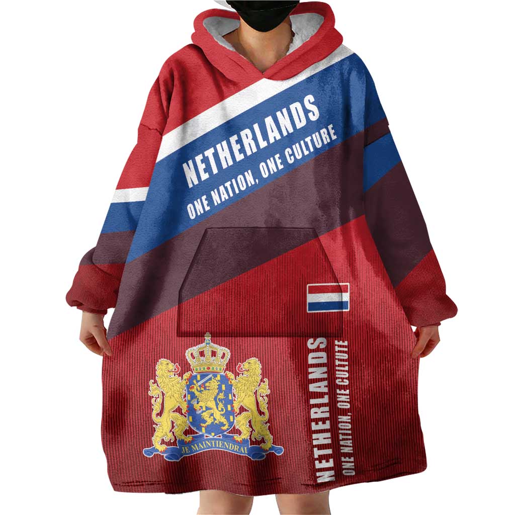 Personalized Netherlands Lion Wearable Blanket Hoodie Nederland Flag and Coat of Arms